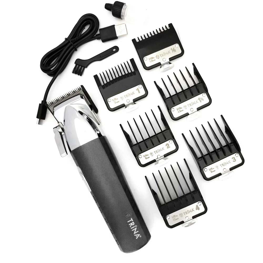 Професионална машинка TRINA с 6 приставки TRNSACKS0073 cherna Професионална машинка TRINA с 6 приставки TRNSACKS0073 cherna