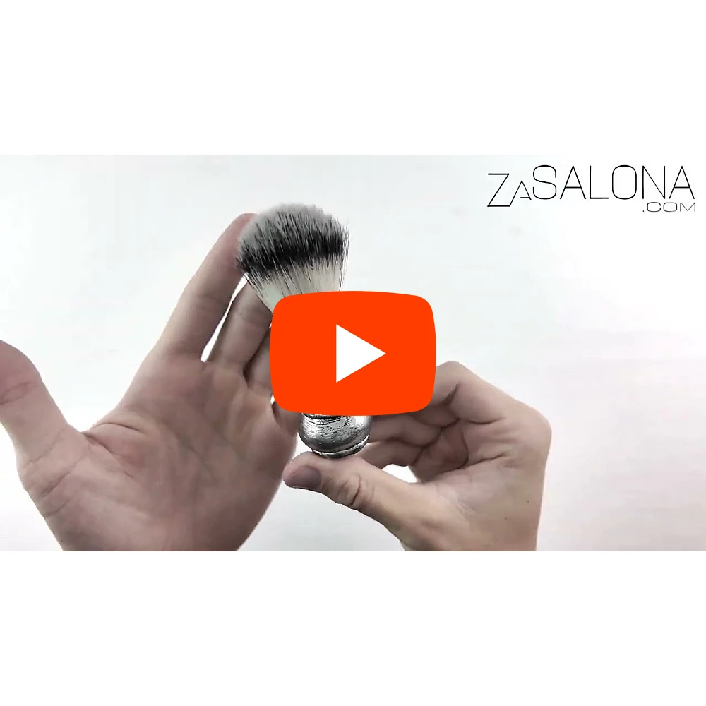 Четка за бръснене метална с естествен косъм - сребриста