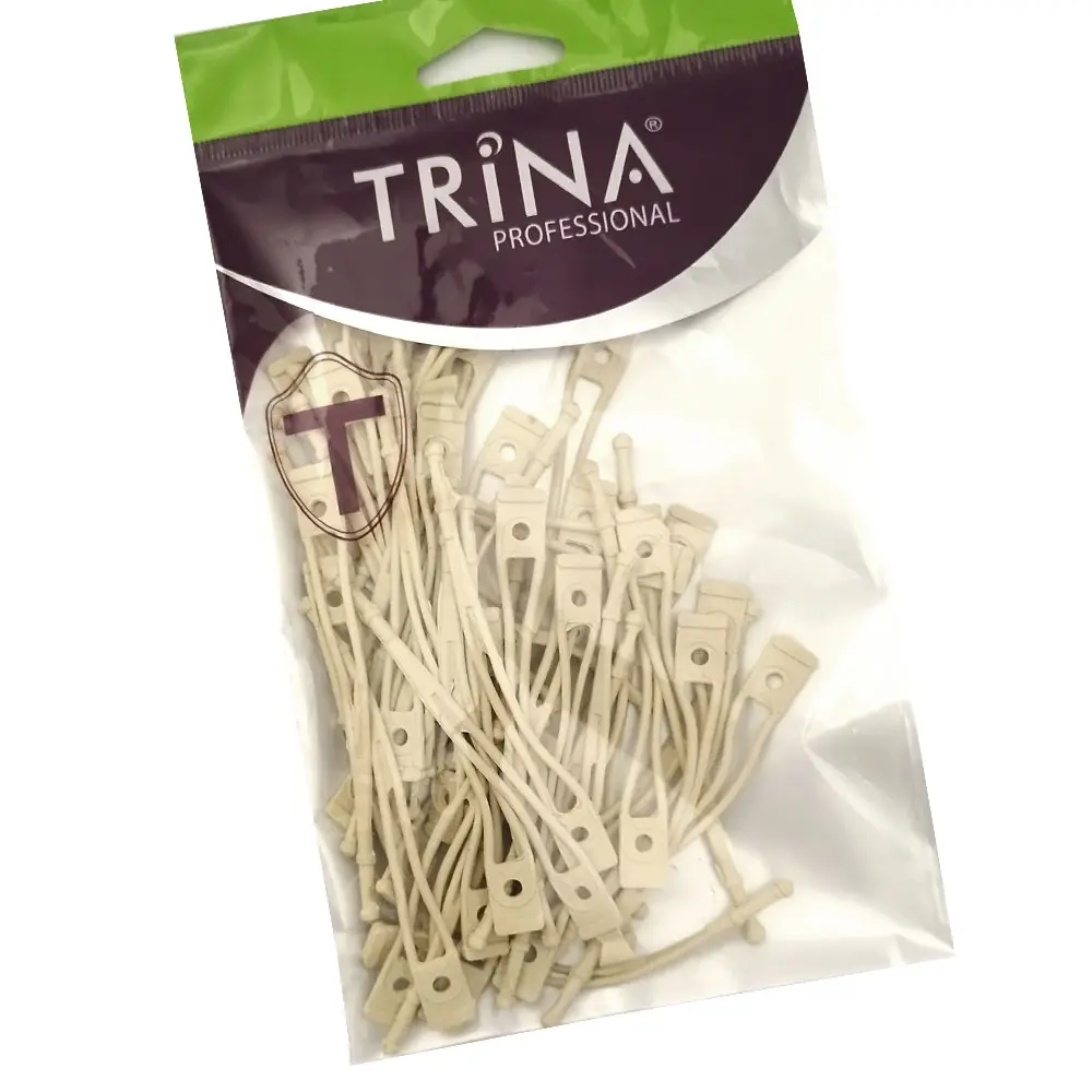 Резервни силиконови ластици TRINA professional за фризьорски ролки в опаковка от 50 броя
