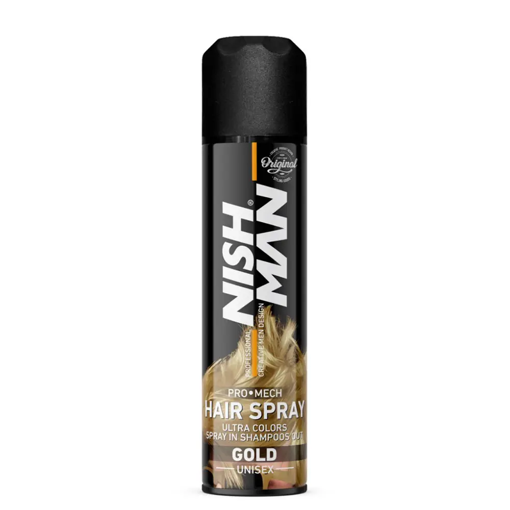 Временна спрей боя за коса 150мл NISHMAN unisex hair spray GOLD Временна спрей боя за коса 150мл NISHMAN unisex hair spray GOLD