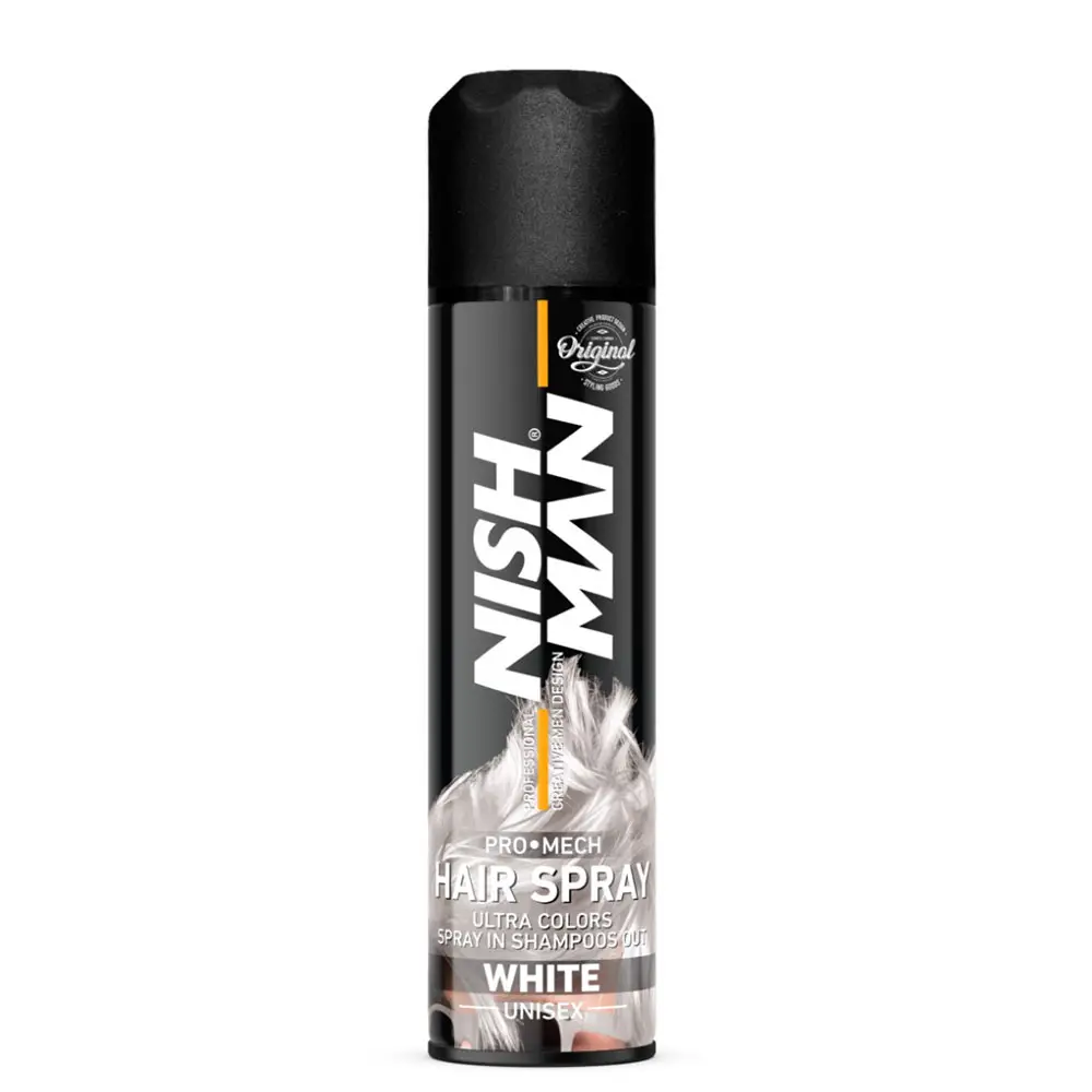 Временна спрей боя за коса 150мл NISHMAN unisex hair spray WHITE Временна спрей боя за коса 150мл NISHMAN unisex hair spray WHITE