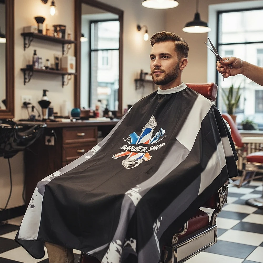 Фризьорска пелерина за подстригване BARBER SHOP