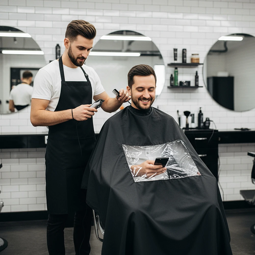 Премиум пелерина за подстригване с отвор