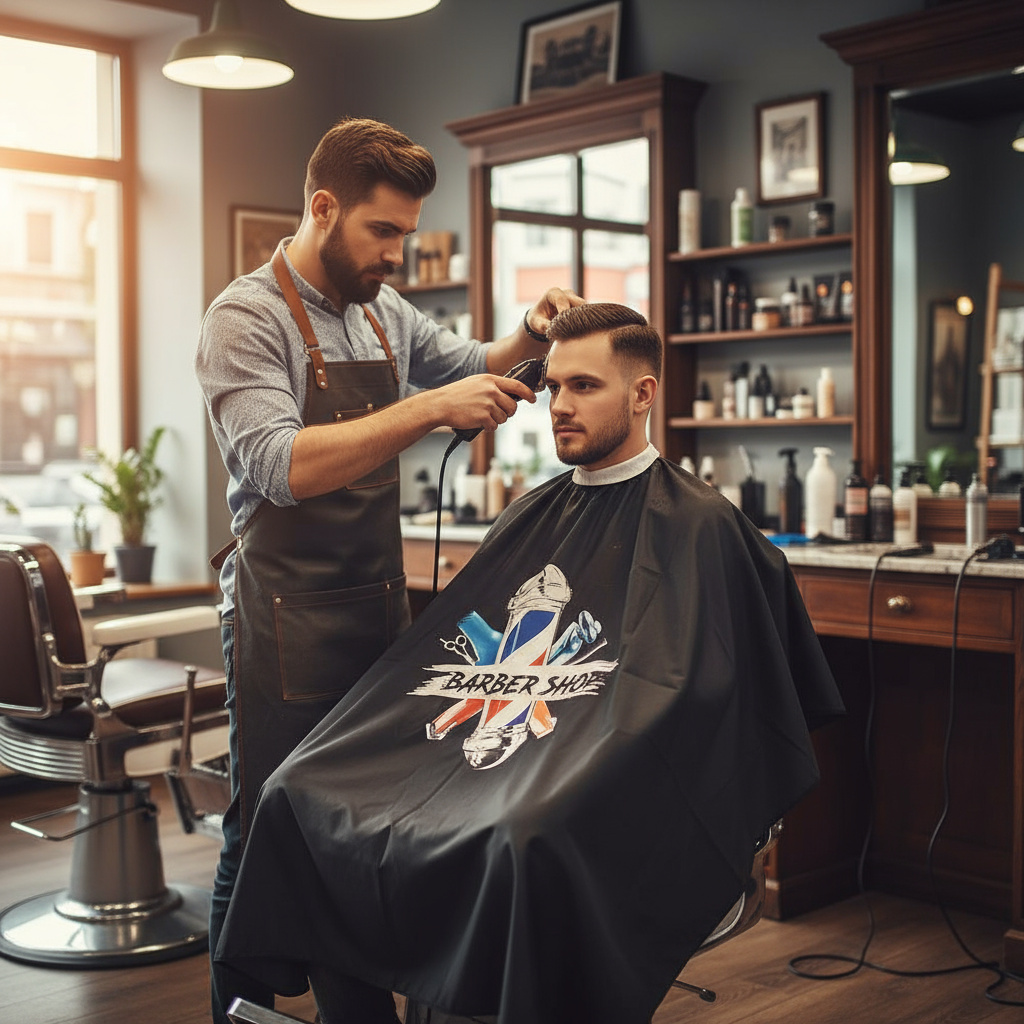 Фризьорска пелерина за подстригване BARBER SHOP ZaSalona 29.70 лв. (€ 15.18)