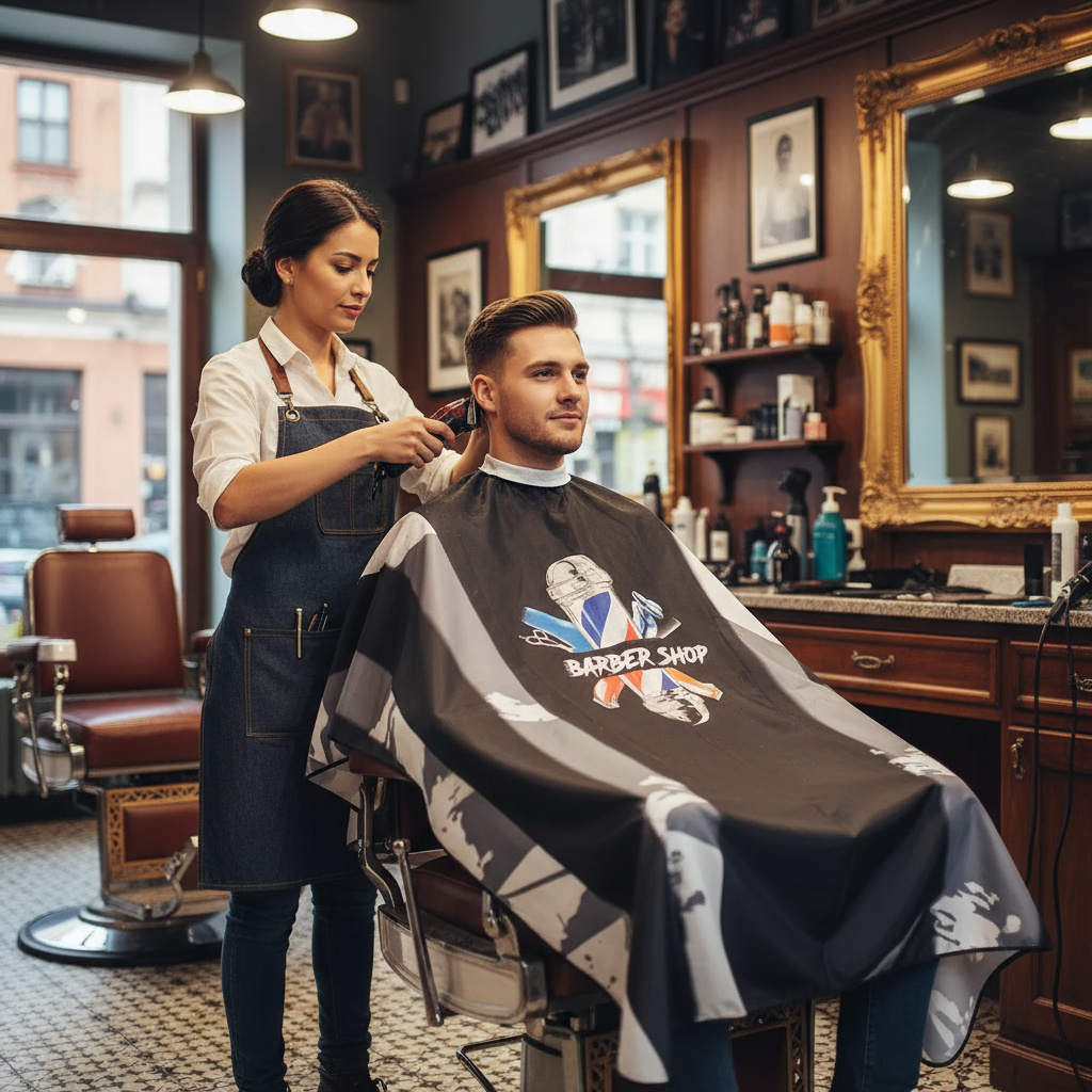Фризьорска пелерина за подстригване BARBER SHOP ZaSalona 29.70 лв. (€ 15.18)