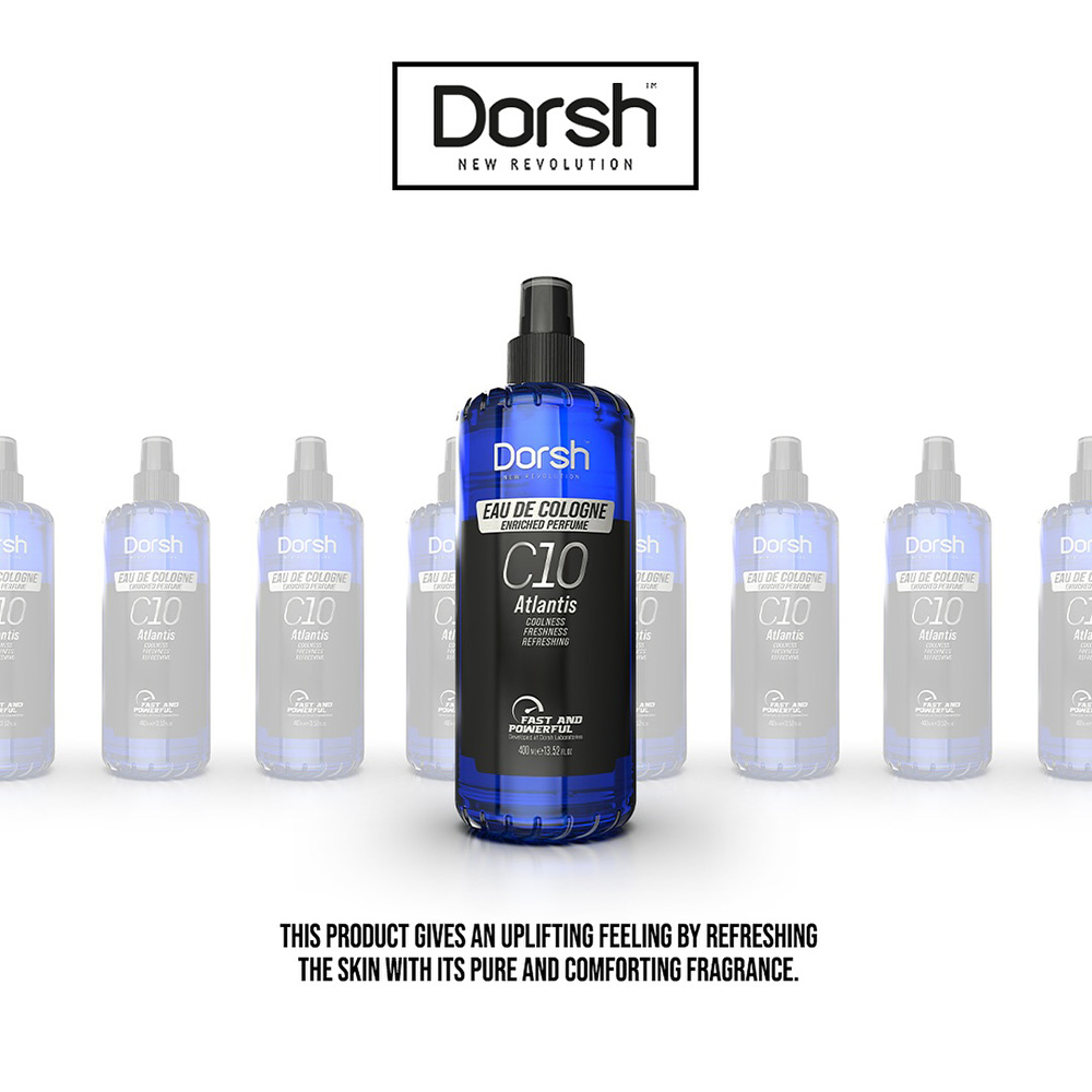 Одеколон DORSH - C10 -  DORSH EXCLUSIVE BARBER COLOGNE - ATLANTIS 400 ML DORSH 11.20 лв. (€ 5.72)